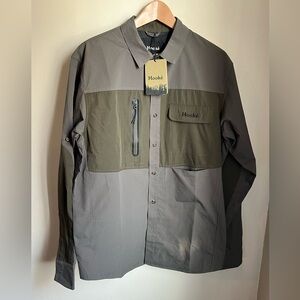 HOOKE Men's Two-Tone Shirt Jacket - Gray and Green, brand NWT, $195 value.